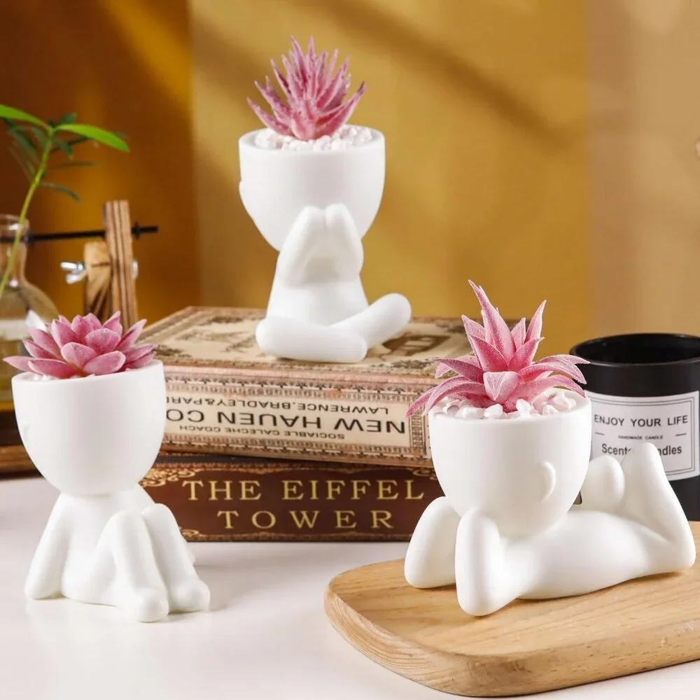 Rose 3pcs Fake Succulents Pink Plants Artificial Bathroom Bedroom Home Decor